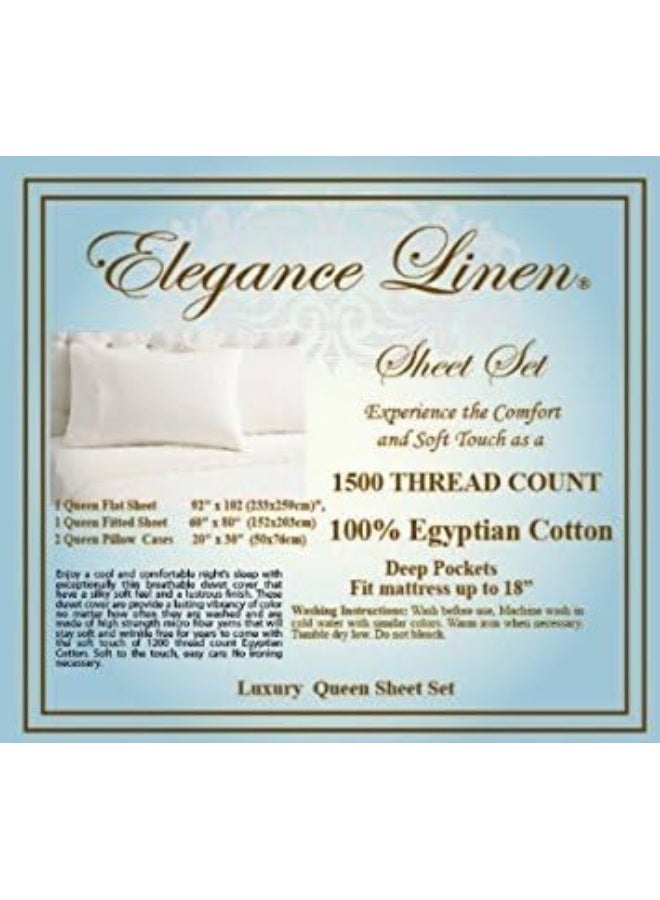 Elegance Linen ® 1500 Thread Count CHAIN DESIGN Egyptian Quality Luxurious Silky Soft WRINKLE & FADE RESISTANT HypoAllergenic 4 pc Sheet set, Deep Pocket Up to 16" - Queen White - Image 2